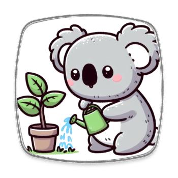 Süßer Koalabär im Garten I Gartenfreund - Viereckiger Kühlschrankmagnet - Weiß - Vorne