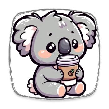 L’ours koala accro au café - Magnet carré - blanc - Devant