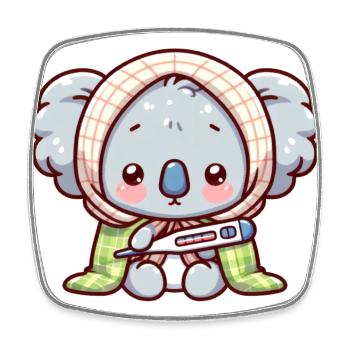 A cute sick koala bear - Square fridge magnet - white - Front