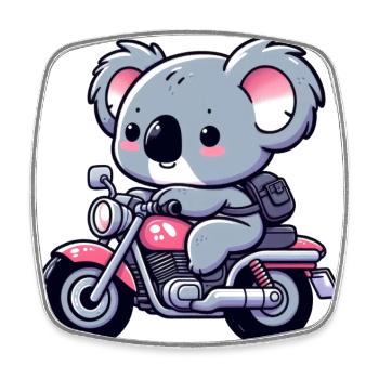 Süßer Koalabär auf einem Motorroller I Motorrad - Viereckiger Kühlschrankmagnet - Weiß - Vorne
