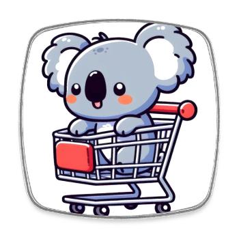 Cute koala bear in the shopping cart - Square fridge magnet - white - Front