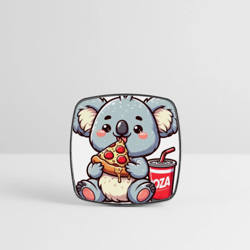 Cute Koala Bear Eats Pizza Square fridge magnet