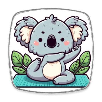 Mignon Yoga Koala Ours - Magnet carré - blanc - Devant