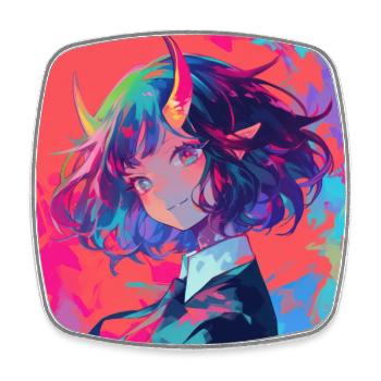 anime demon, waifu, japan - Viereckiger Kühlschrankmagnet - Weiß - Vorne
