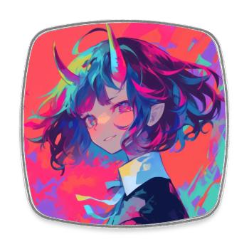 anime, demon girl, waifu, japan - Viereckiger Kühlschrankmagnet - Weiß - Vorne