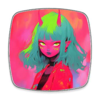 anime, demon girl, waifu, japan - Viereckiger Kühlschrankmagnet - Weiß - Vorne