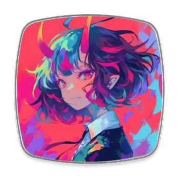 anime demon, waifu, japan - Viereckiger Kühlschrankmagnet - Weiß - Vorne