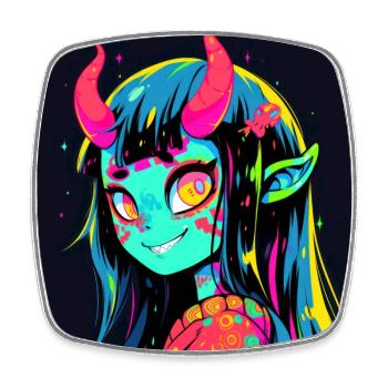 anime demon, waifu, japan - Viereckiger Kühlschrankmagnet - Weiß - Vorne