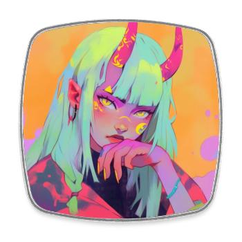 anime, demon girl, waifu, japan - Viereckiger Kühlschrankmagnet - Weiß - Vorne