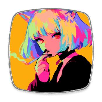anime, cat girl, waifu, japan - Viereckiger Kühlschrankmagnet - Weiß - Vorne