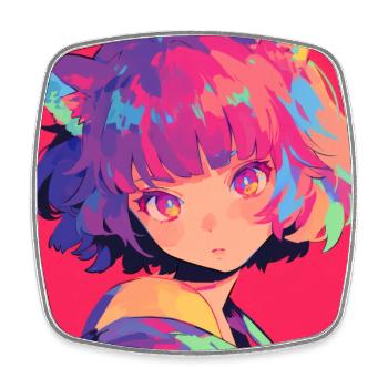 anime, cat girl, waifu, japan - Viereckiger Kühlschrankmagnet - Weiß - Vorne
