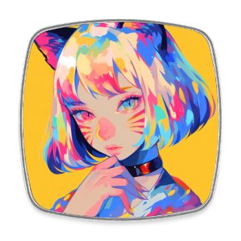 anime, cat girl, waifu, japan - Viereckiger Kühlschrankmagnet - Weiß - Vorne