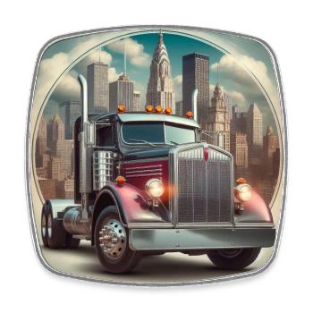 American Truck 18 Wheller Camion Gros Camion Camionnage - Magnet carré - blanc - Devant