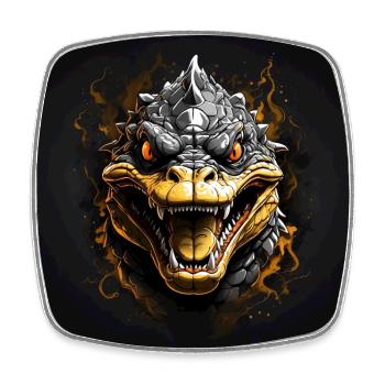 Angry crocodile alligator with glowing eyes - Square fridge magnet - white - Front