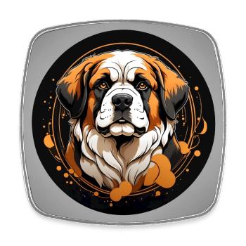 St. Bernard portrait in a circle - Square fridge magnet - white - Front
