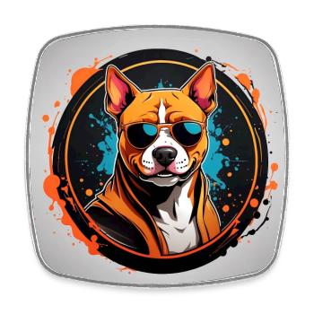 Cool Staffordshire Terrier avec lunettes de soleil - Magnet carré - blanc - Devant