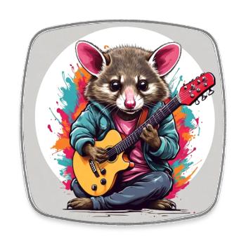 Cool opossum joue de la guitare - Magnet carré - blanc - Devant
