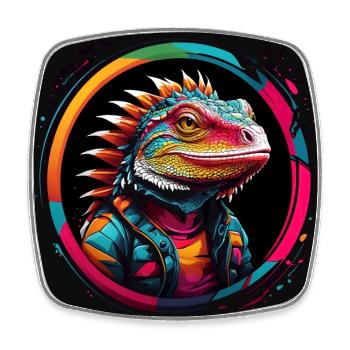 Cool lizard monitor lizard bearded dragon - Square fridge magnet - white - Front