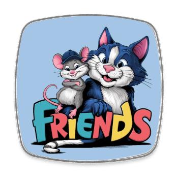 Freunde für immer Katze und Maus Freundschaft - Viereckiger Kühlschrankmagnet - Weiß - Vorne