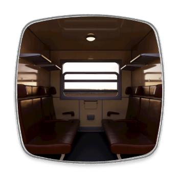 Compartiment de train - Magnet carré - blanc - Devant