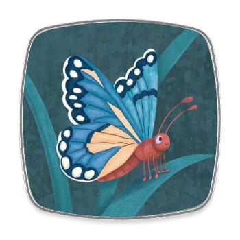 Schmetterling - Viereckiger Kühlschrankmagnet - Weiß - Vorne