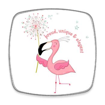 Flamingo "proud, unique & elegant - Viereckiger Kühlschrankmagnet - Weiß - Vorne