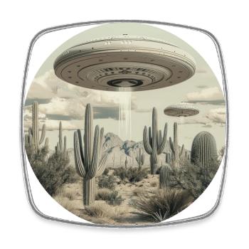 OVNI, Nature, Extraterrestre, Cactus, Cactus, Désert - Magnet carré - blanc - Devant