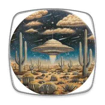 OVNI, Nature, Extraterrestre, Cactus, Cactus, Désert - Magnet carré - blanc - Devant