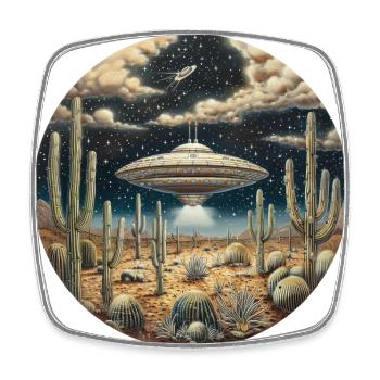 OVNI, Nature, Extraterrestre, Cactus, Cactus, Désert - Magnet carré - blanc - Devant