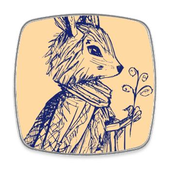 An Enigmatic Rabbit Offering a Flower - Square fridge magnet - white - Front