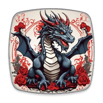 Colorful Fire Dragon for Dragon Fans Dragon Friends - Square fridge magnet - white - Front
