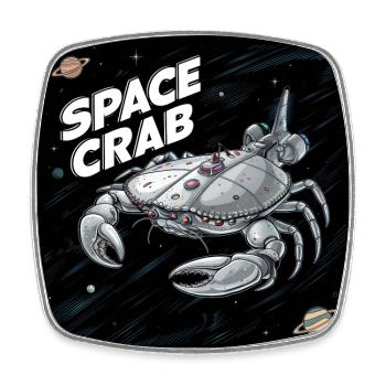 Space Crab Space Crab en tant que vaisseau spatial - Magnet carré - blanc - Devant