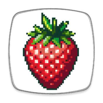Pixel Erdbeere Sommer Frucht - Viereckiger Kühlschrankmagnet - Weiß - Vorne