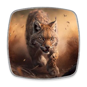Rennender Luchs - Viereckiger Kühlschrankmagnet - Weiß - Vorne