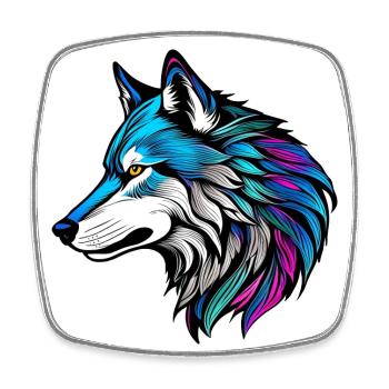 The beautiful profile of a wolf - Square fridge magnet - white - Front
