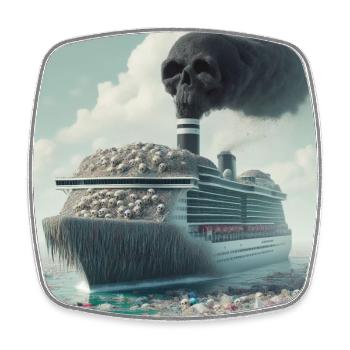 Boat Travel Environmental Protection - Square fridge magnet - white - Front