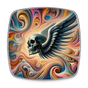 Skull with wings (colorful) - Square fridge magnet - white - Front