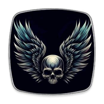 Skull with wings (black) - Square fridge magnet - white - Front