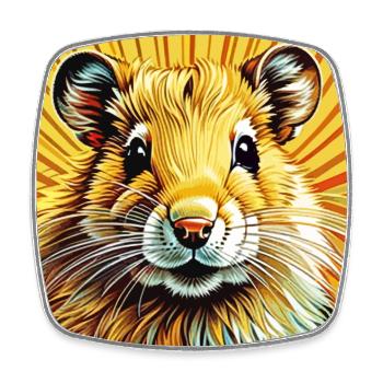 Hamster doré - Magnet carré - blanc - Devant