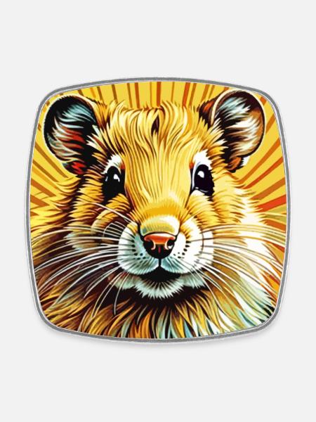 Golden hamster - Square fridge magnet - white