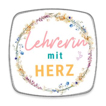 Lehrerin mit Herz! Personalisierbares Design - Viereckiger Kühlschrankmagnet - Weiß - Vorne