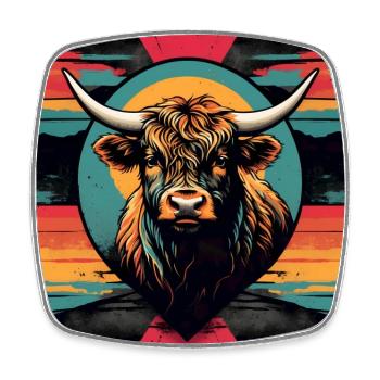 Scottish Highland Cattle Love My Highlands - Square fridge magnet - white - Front