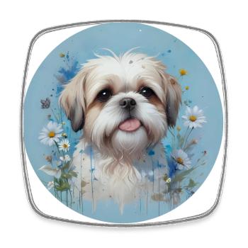 Shih Tzu Bleu - Magnet carré - blanc - Devant