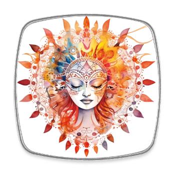 Yoga-Motiv, handgemalt, für Harmonie und Design - Viereckiger Kühlschrankmagnet - Weiß - Vorne