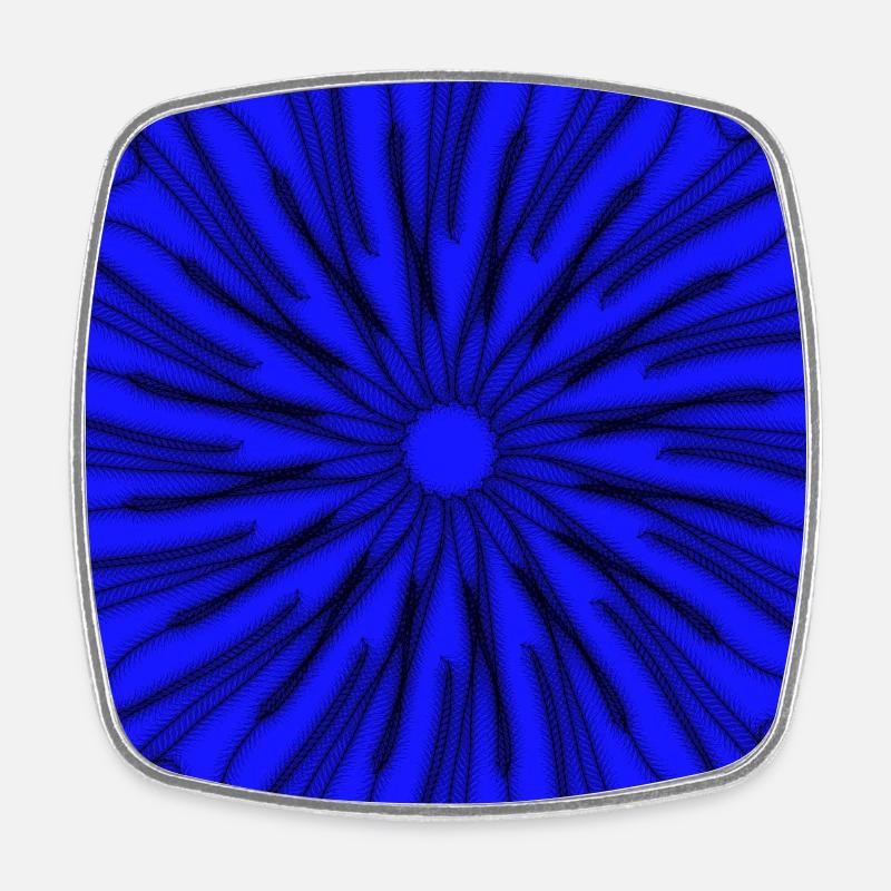 Blue and black star geometric design - Square fridge magnet - white