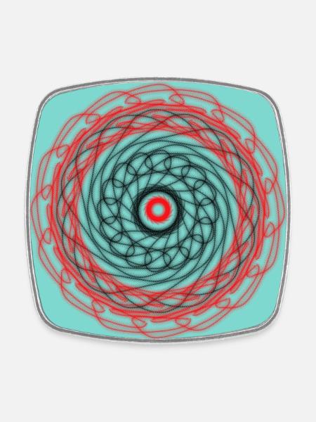 Abstract geometric design - Square fridge magnet - white