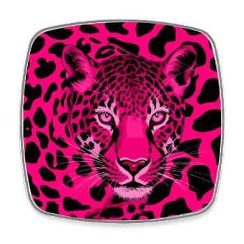 Leopardenmuster pink schwarz - Viereckiger Kühlschrankmagnet - Weiß - Vorne