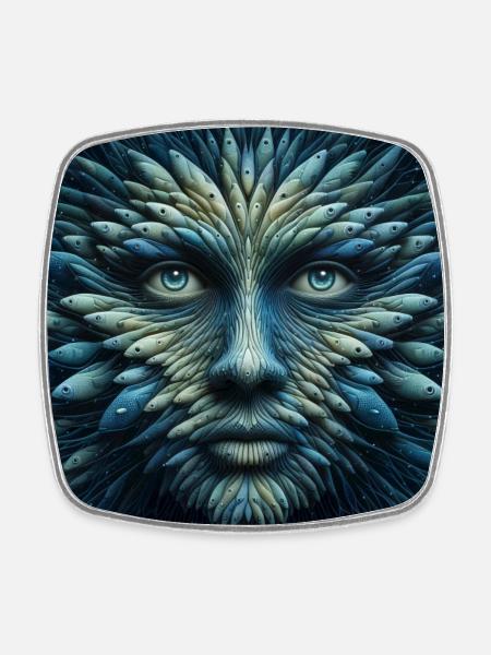 Face of Pisces 3 - Square fridge magnet - white