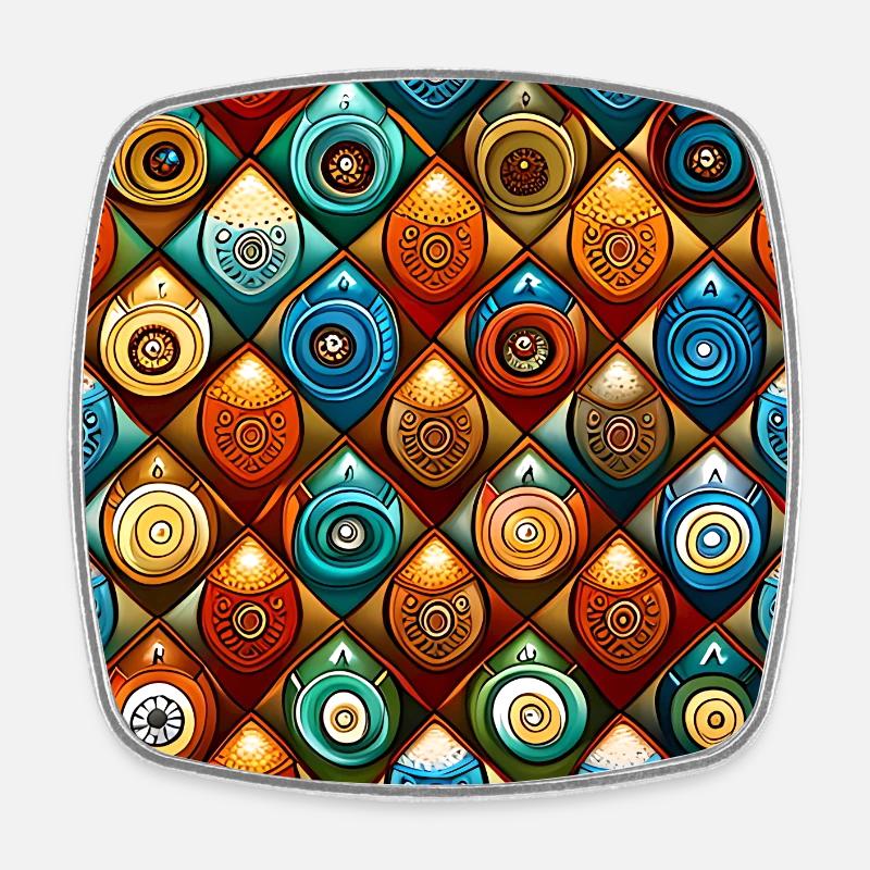 Seamless Ajrakh - Square fridge magnet - white