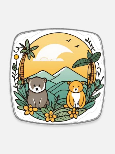 Cute Bears - Square fridge magnet - white